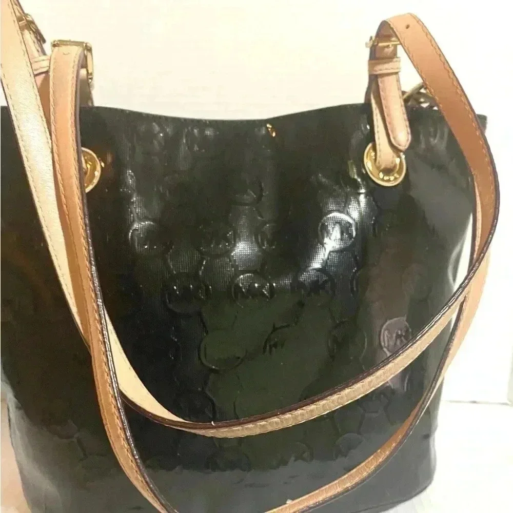 Michael Kors MK signature black  metallic tote handbag